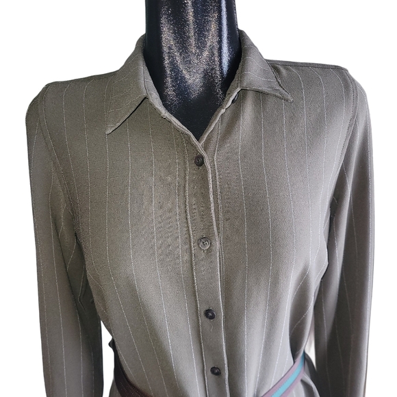 Anthropology Current Air Olive Green Button Front Dress - Picture 3 of 8